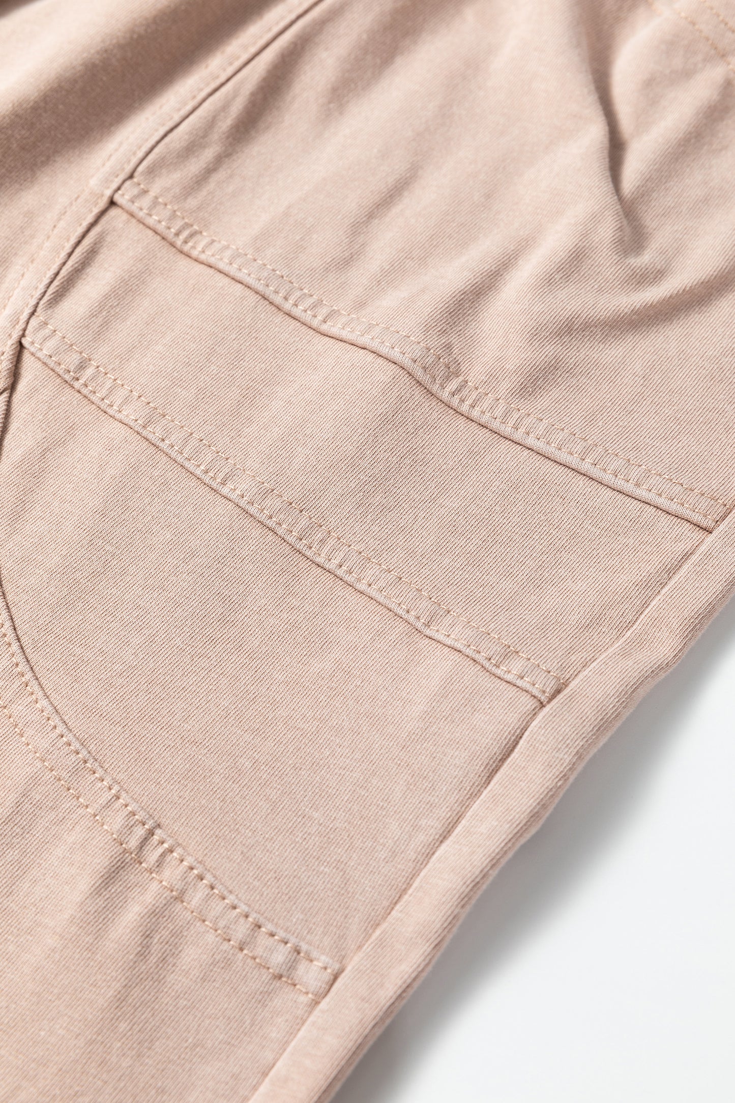 Smoke Gray Solid Color Mineral Wash Piping Trim Pocketed Wide Leg Pants