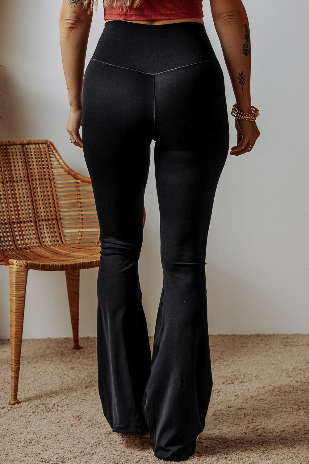 black flared leggings